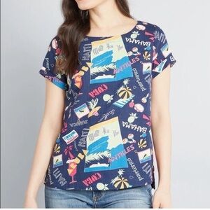 ModCloth Delightful Demeanor Linen Short Sleeve Blouse
